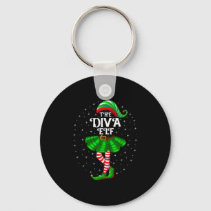 Xmas Matching Family Women Girls Mum The Diva Elf Key Ring