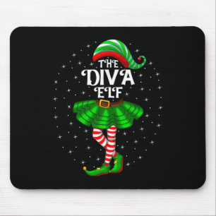 Xmas Matching Family Women Girls Mum The Diva Elf Mouse Pad