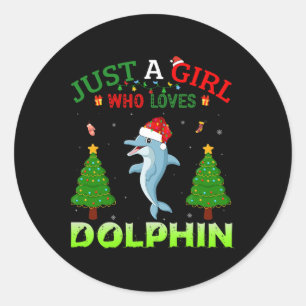 Xmas Matching Outfit Christmas Just A Girl Who Lov Classic Round Sticker