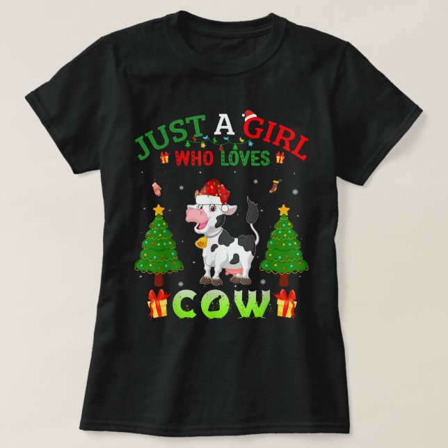 Xmas Matching Outfit Christmas Just A Girl Who Lov T-Shirt (Design Front)