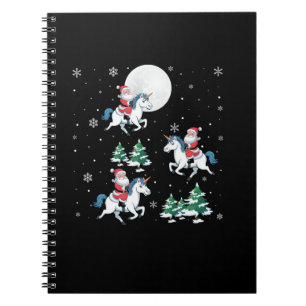 Xmas Matching Santa Riding Unicorn Christmas Long Notebook