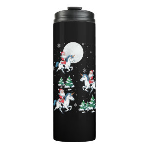 Xmas Matching Santa Riding Unicorn Christmas Long  Thermal Tumbler