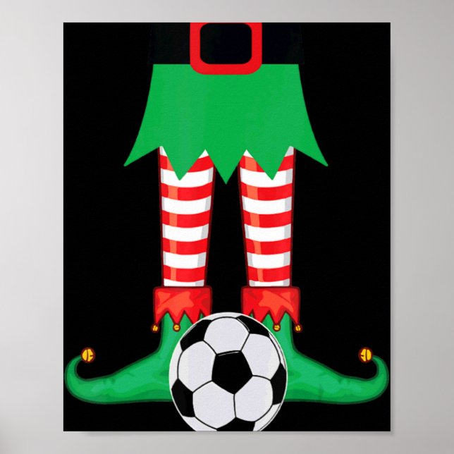 Xmas Matching Soccer Elf Pajama Christmas Team S  Poster (Front)