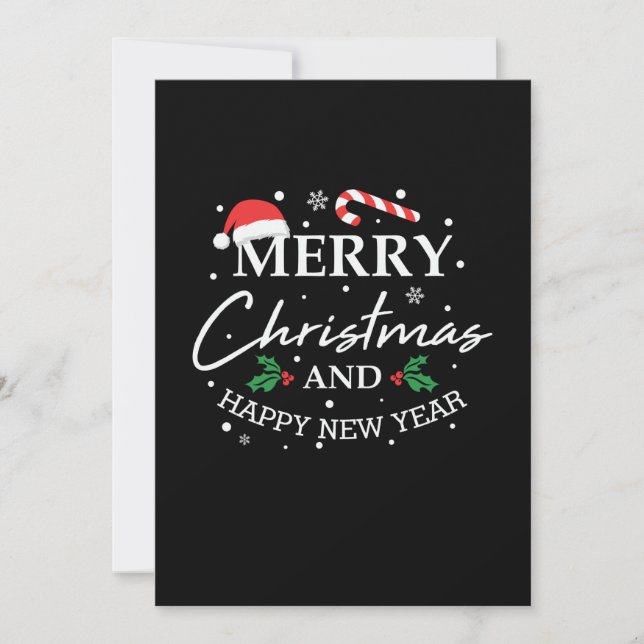 Xmas Merry Christmas And Happy New Year Invitation (Front)