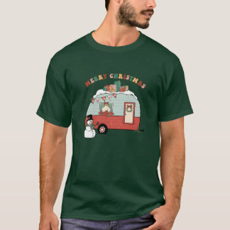Xmas Merry Christmas Snowman Camping Presents fami T-Shirt