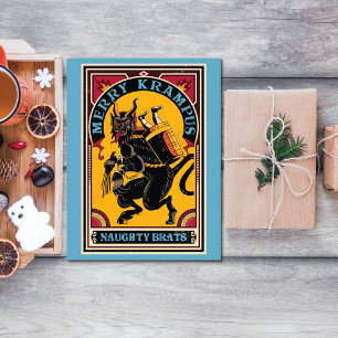 Xmas Merry Krampus Naughty Brats Circus Poster  Holiday Card