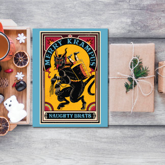Xmas Merry Krampus Naughty Brats Circus Poster  Holiday Card