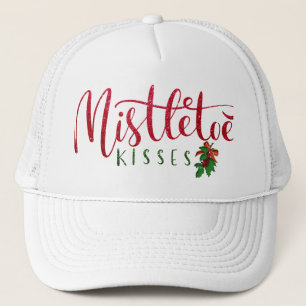 Xmas Mistletoe Kiss Unique Glitter Christmas Gift Trucker Hat
