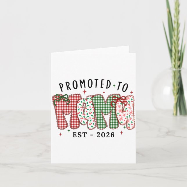 Xmas Mom Christmas Lace Coquette Promoted To Mama  Card (Front)