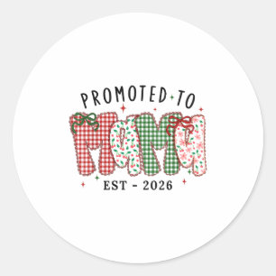 Xmas Mom Christmas Lace Coquette Promoted To Mama Classic Round Sticker