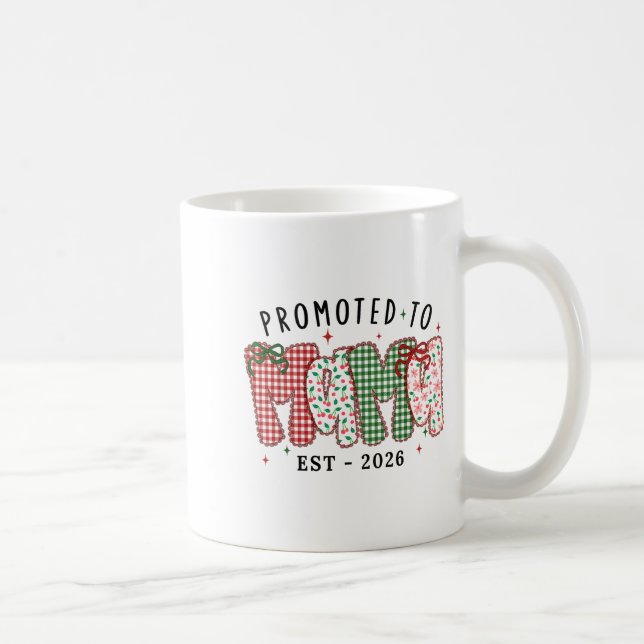 Xmas Mom Christmas Lace Coquette Promoted To Mama  Coffee Mug (Right)