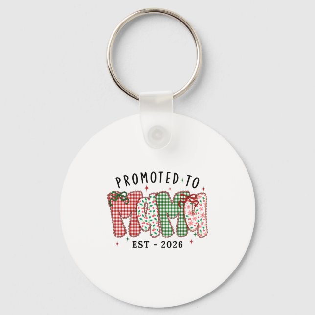 Xmas Mom Christmas Lace Coquette Promoted To Mama  Key Ring (Front)