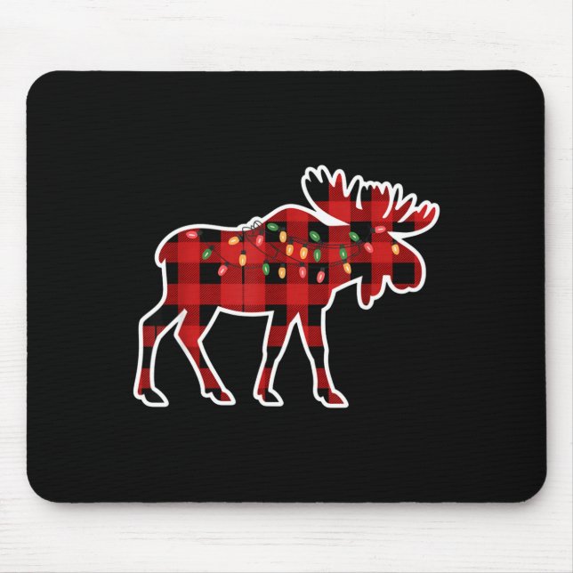 Xmas Moose Red And Black Buffalo Plaid Christmas L Mouse Pad (Front)