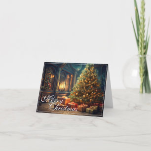 Xmas Motif with Presents Under the Christmas Tree  Card