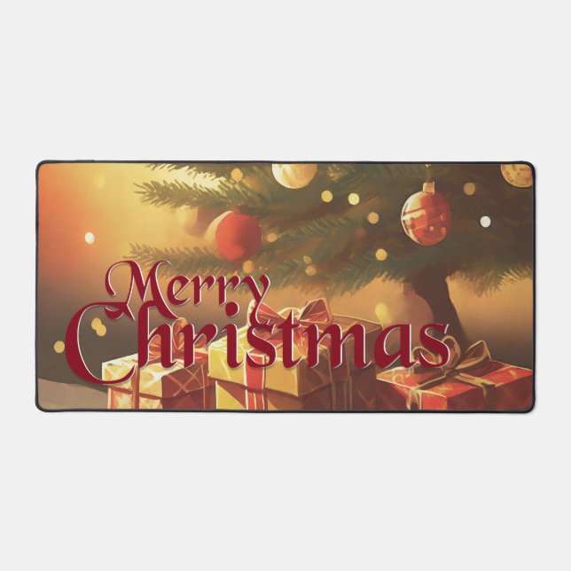 Xmas Motif, with Presents Under the Christmas Tree Desk Mat (Front)