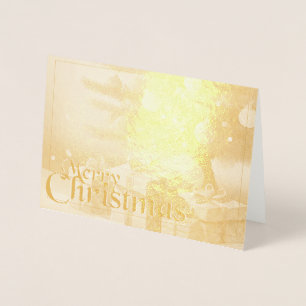 Xmas Motif, with Presents Under the Christmas Tree Foil Card