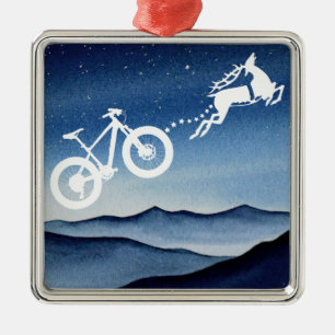 Xmas Mountain Bike Reindeer Christmas Star Night Metal Ornament