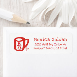 Xmas Mug Doodle CHRISTMAS Holiday Return Address Label