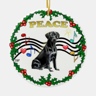 Xmas Music 1 - Labrador (black) Ceramic Ornament