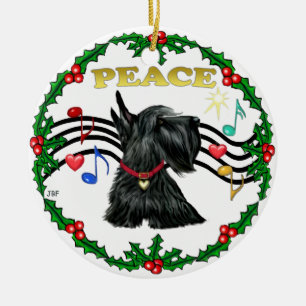 Xmas Music 1 - Peace - Scottish Terrier #12 Ceramic Ornament