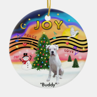 Xmas Music 2 - Boxer (White-nat.) Ceramic Ornament