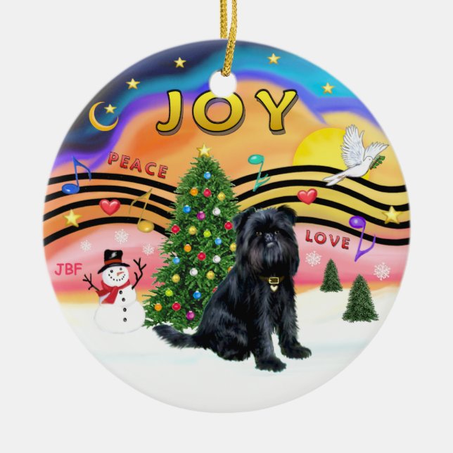 Xmas Music 2 - Brussels Griffon (black) Ceramic Ornament (Front)