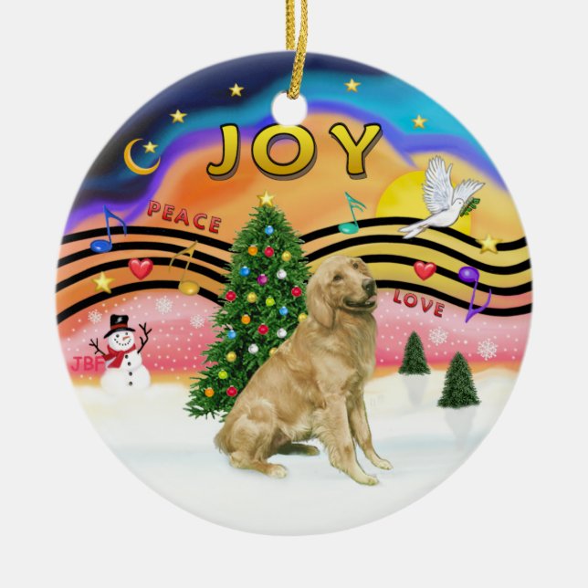 Xmas Music 2 - Godlen (b-light) Ceramic Tree Decoration (Front)