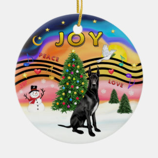 Xmas Music 2 - Great Dane (black - croopped) Ceramic Ornament