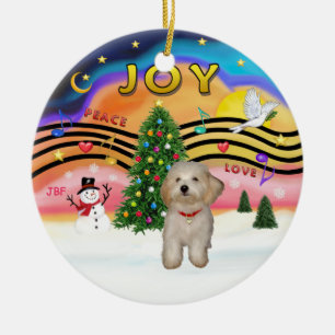 Xmas Music 2 - Havanese puppy Ceramic Tree Decoration
