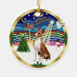 Xmas Music 5 - Basenji Ceramic Ornament