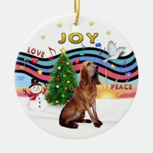 XMas Music - Bloodhound Ceramic Tree Decoration