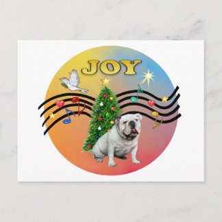 Xmas Music (R-Gr) - English Bulldog Holiday Postcard