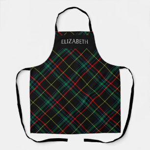 Xmas Navy Green Red Tartan Plaid Custom Holiday Apron