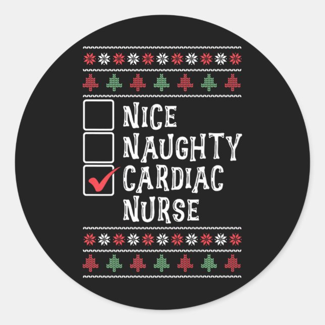 Xmas Nursing Healthcare Worker Cardiac Nurse Chris Classic Round Sticker (Front)