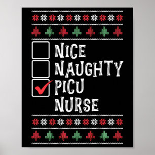 Xmas Nursing Healthcare Worker Picu Nurse Christma Poster