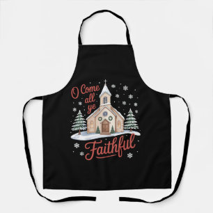Xmas O Come All Ye Faithful Religious Christian Apron