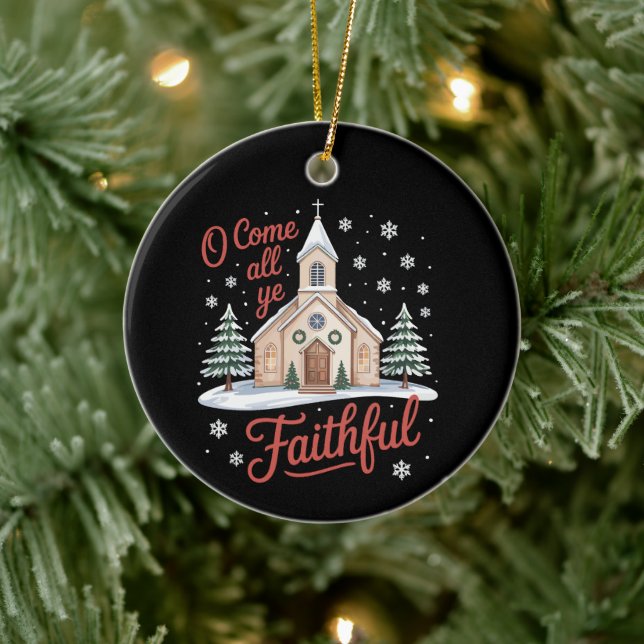 Xmas O Come All Ye Faithful Religious Christian Ceramic Ornament (Tree)