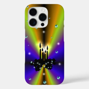 Xmas on Purple Yellow Rainbow with Pearls iPhone 16 Pro Case