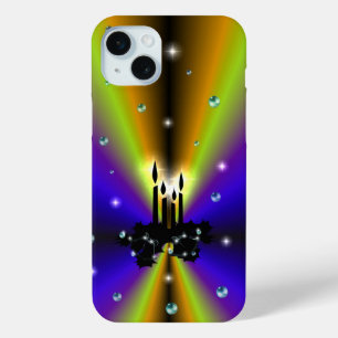 Xmas on Purple Yellow Rainbow with Pearls iPhone 15 Mini Case