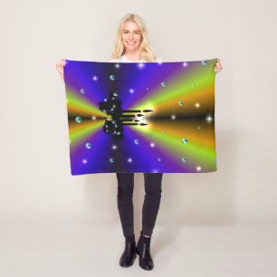 Xmas on Purple Yellow Rainbow with Pearls Fleece Blanket