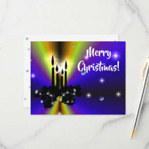 Xmas on Purple Yellow Rainbow with Pearls RSVP Card