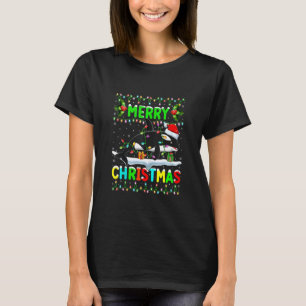 Xmas Orca Fish Lighting Santa Hat Merry Christmas T-Shirt