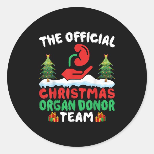 Xmas Organ Donor Team - Funny Organ Donation Chris Classic Round Sticker (Front)
