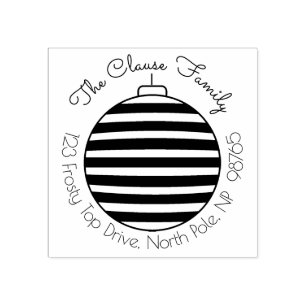 Xmas Ornament Return Address Rubber Stamp Custom