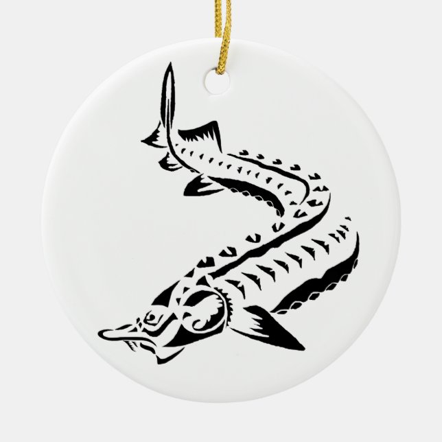 >XMAS ORNAMENT -STURGEON FISH -BELUGA TRIBAL (Front)