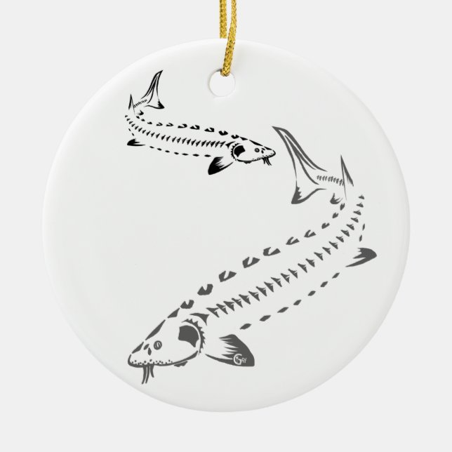 >XMAS ORNAMENT -STURGEON FISH -DOUBLE TRIBAL (Front)