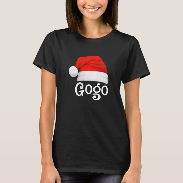 Xmas Pajama Group Matching Gogo Christmas Hat T-Shirt (Front)