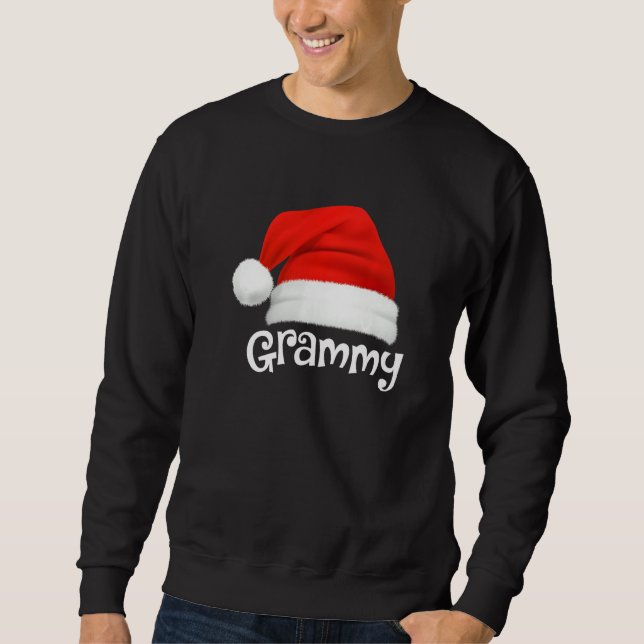 Xmas Pajama Group Matching Grammy Christmas Hat Sweatshirt (Front)