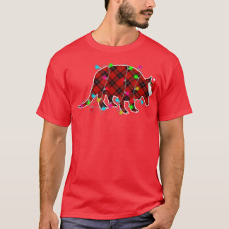 Xmas Pajama Red Plaid Christmas Lights Armadillo A T-Shirt