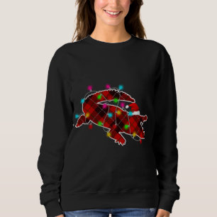 Xmas Pajama Red Plaid Christmas Lights Guinea pig  Sweatshirt